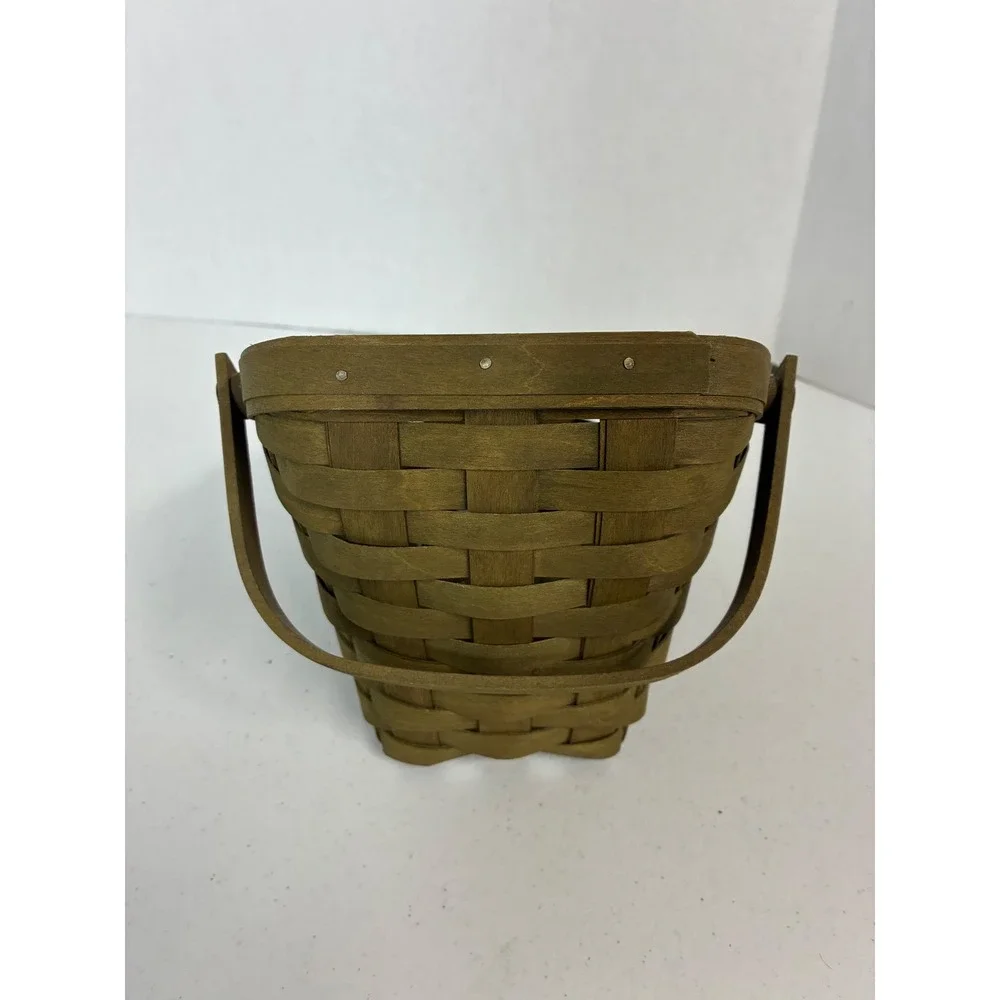 Longaberger 2008 Handmade Slanted Basket Woven Wood Dual Handle